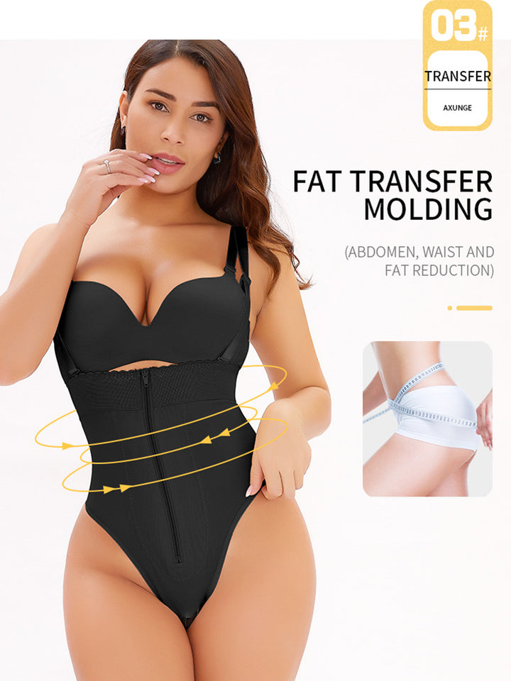 Women Zipper Seamless High Waist Thong Tummy Control Body Shapewear