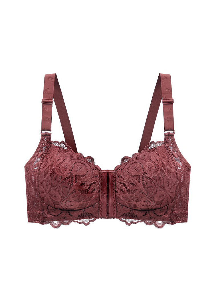 Soft Lace Front Closure Push-Up Wireless Bras