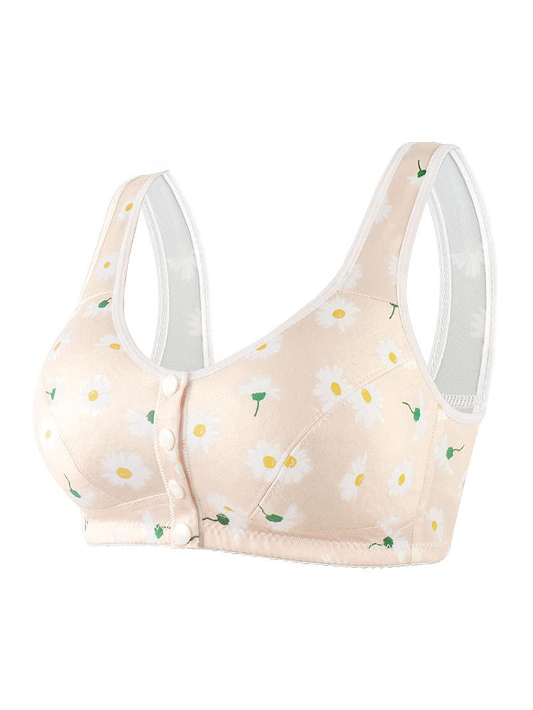 Floral Print Comfort Sleep Front Close Bra