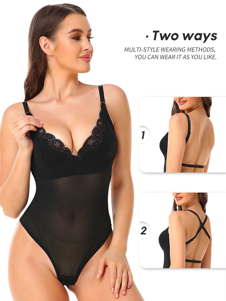 Deep V Backless Tummy Control Bodysuit Shapewear