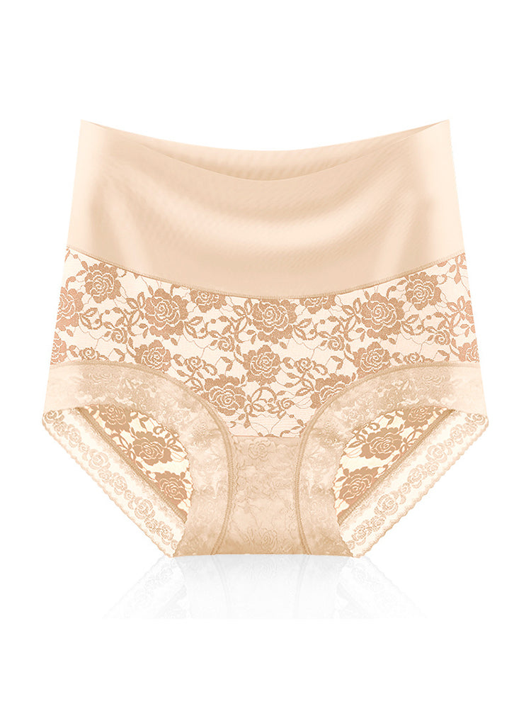 4-Pack Women's Ice Silk Seamless High Waist Antibacterial Panties