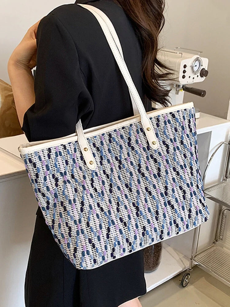 Woven Fabric Fashion Casual Large Capacity Shoulder Tote Bag