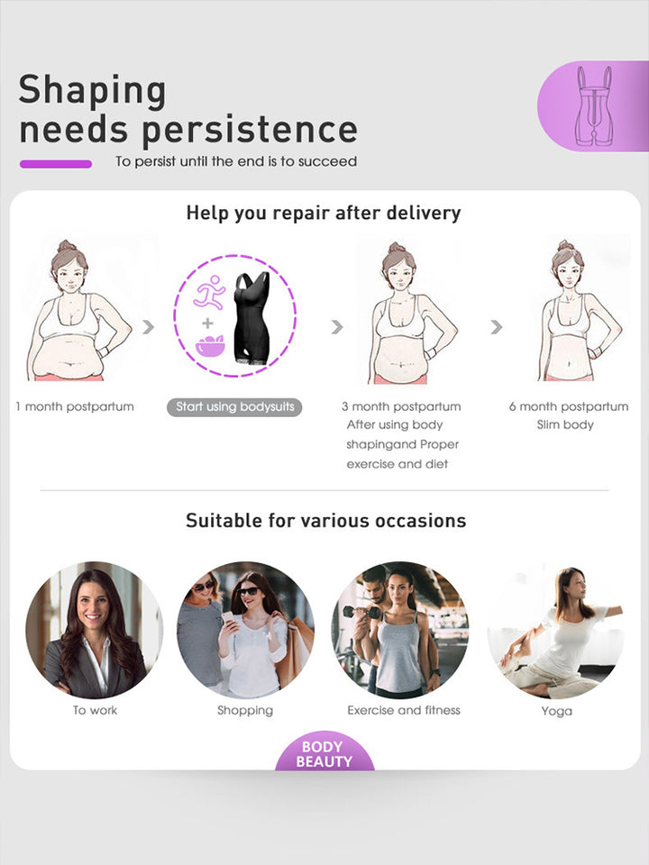 Plus Size Zipper Open Body Shaper Butt Lifter Bodysuits Shapewear