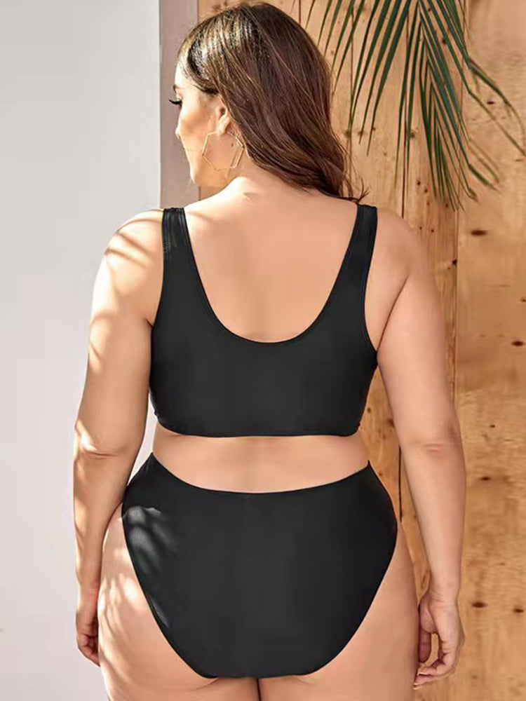 Women's Sexy Deep V Zipper Push Up High Waist Bikini Swimsuit