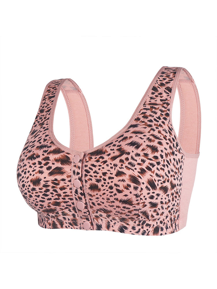 Leopard Print Front Closure Tank Bra