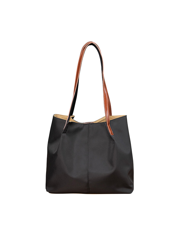 Textured Twill Casual Canvas Large Capacity Tote Shoulder Handbags