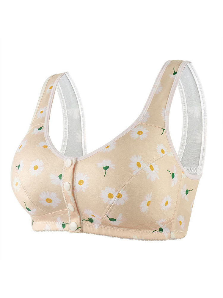 Floral Print Comfort Sleep Front Close Bra