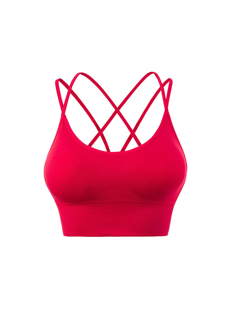 Sexy Criss-Cross Back Tank Sports Wireless Bra