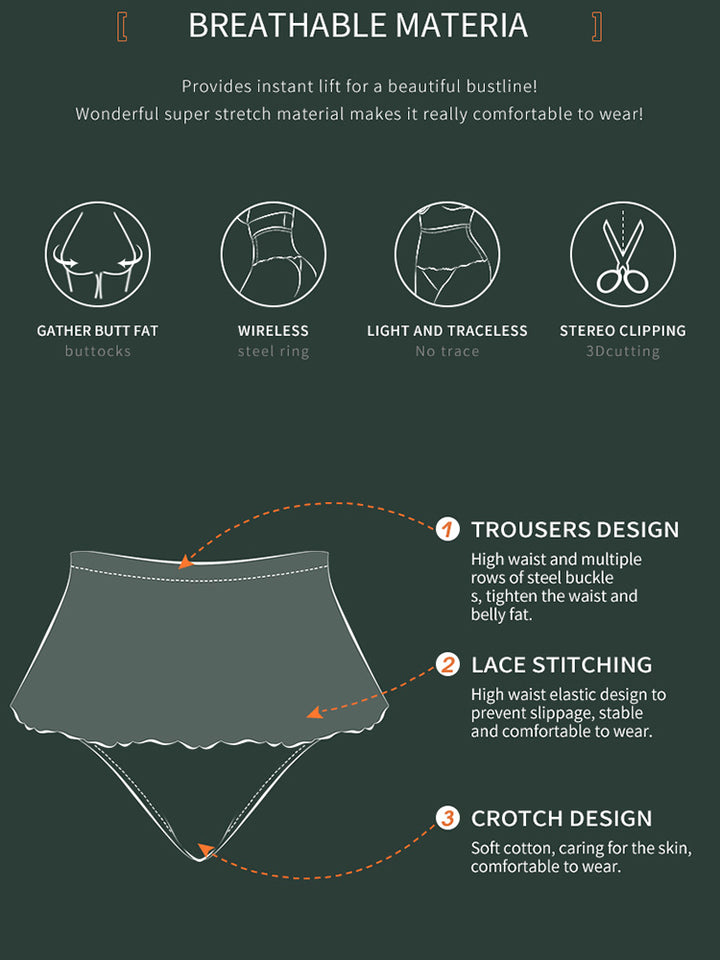 Lace High Waisted Tummy Control Waist Shaper Thong Panties
