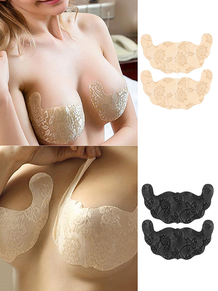 Disposable U-shaped Invisible Strapless Lace Adhesive Bra-10 Pairs