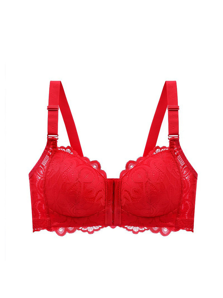 Soft Lace Front Closure Push-Up Wireless Bras