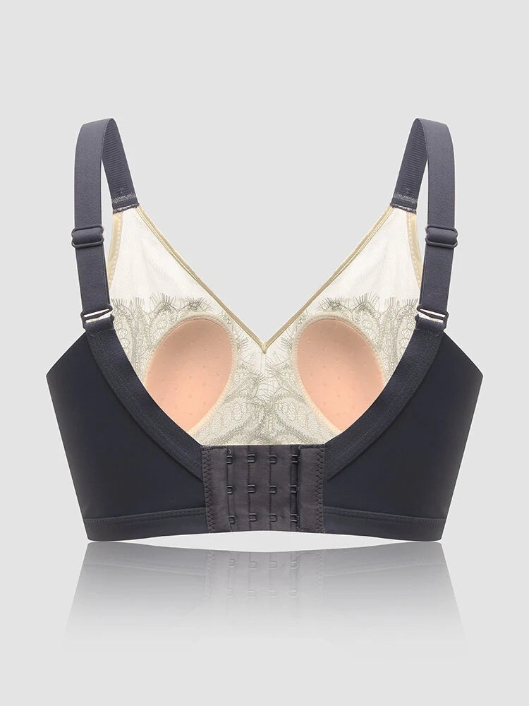 Women Jacquard Lace Trim Transparent Thin Wireless Bras