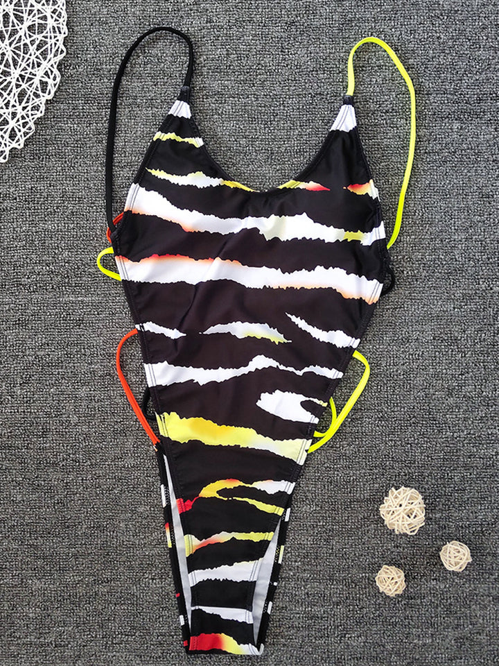 Sexy Metallic Glitter Female Shiny Solid High Cut One Piece Beachwear Swimsuit