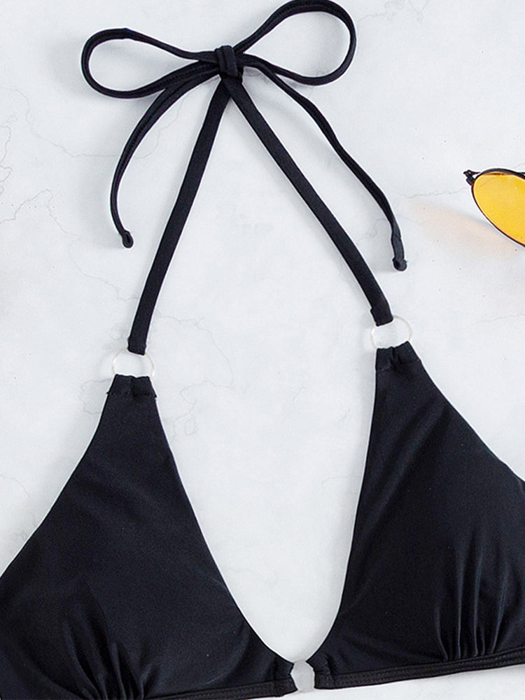 Black Sexy Bikini Butterfly Mesh Cover-Up Three Piece Set