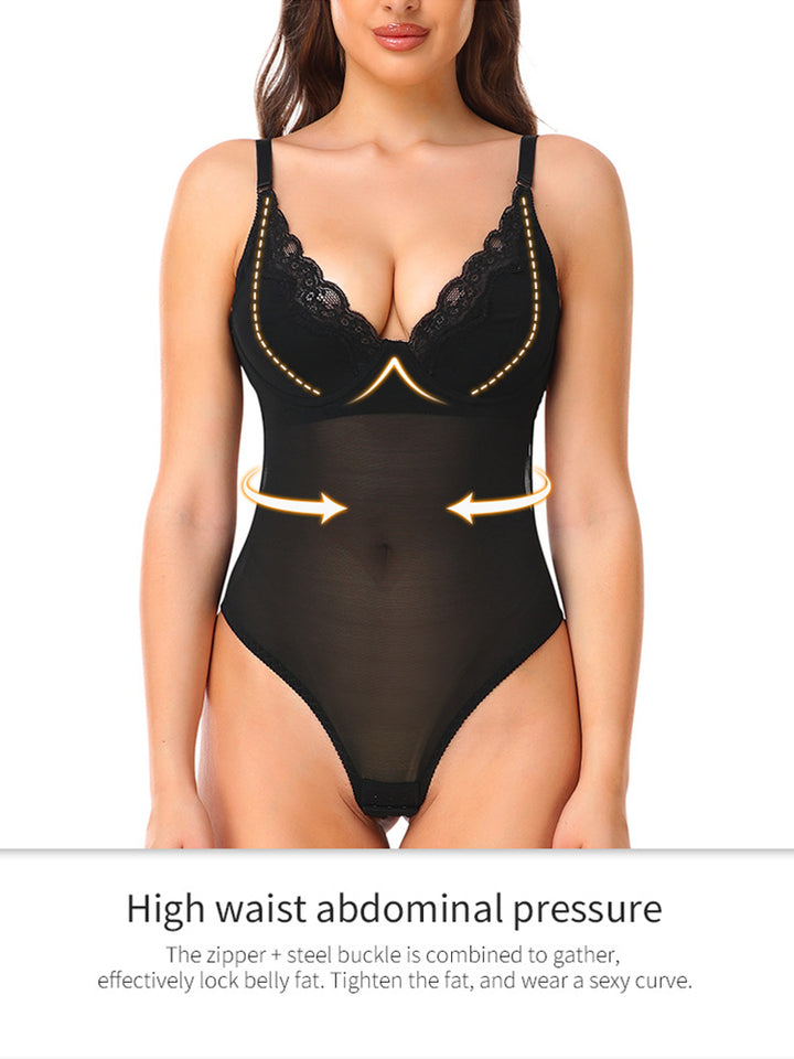 Deep V Backless Tummy Control Bodysuit Shapewear
