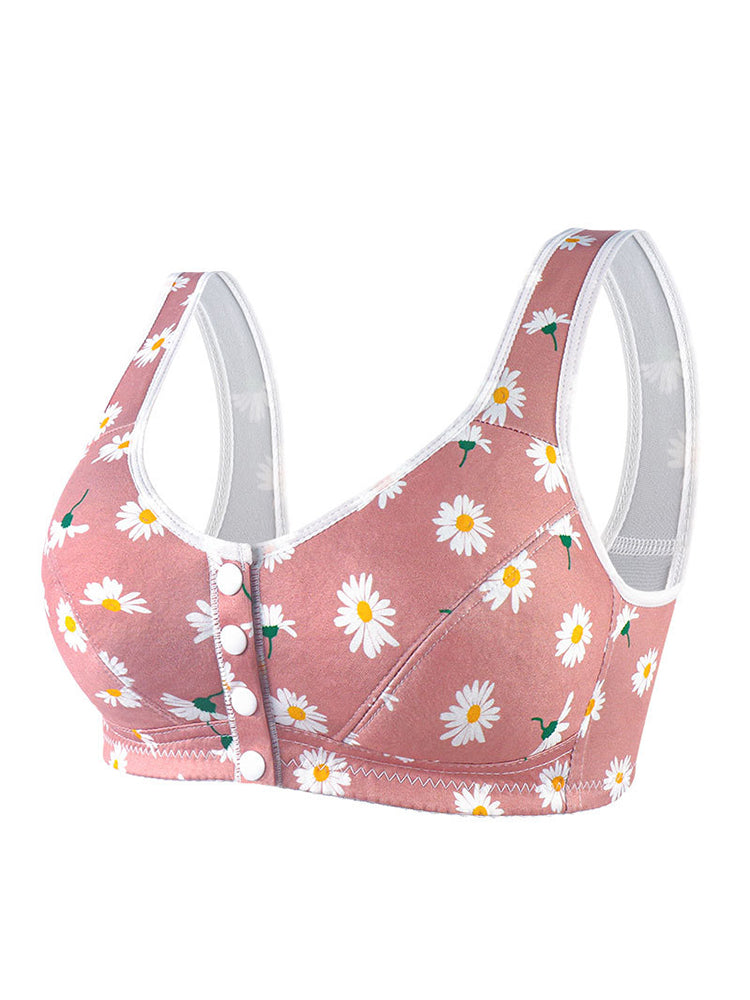 Floral Print Comfort Sleep Front Close Bra