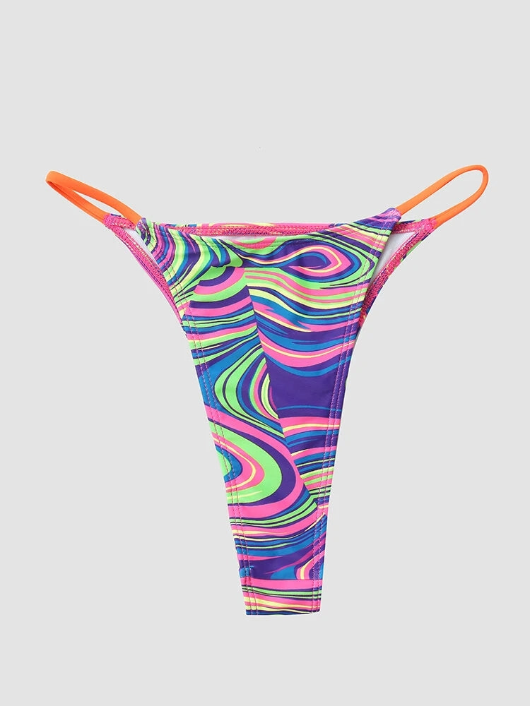 Multicolor Print Backless Bikini Three-Pack
