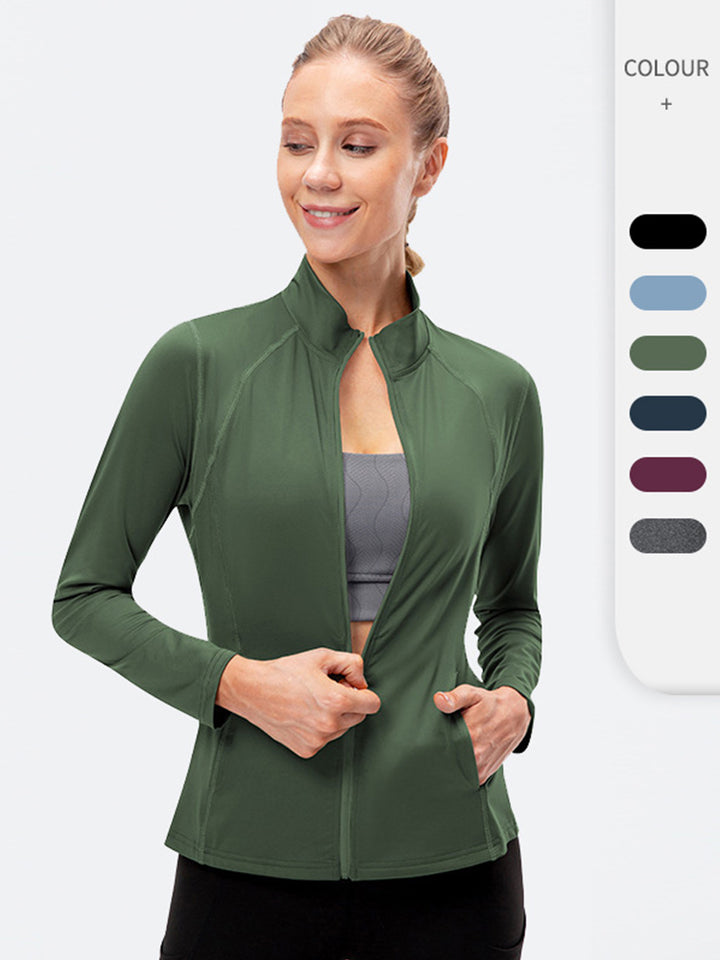 Zip Closure Athletic Slim Quick Dry Running Tops