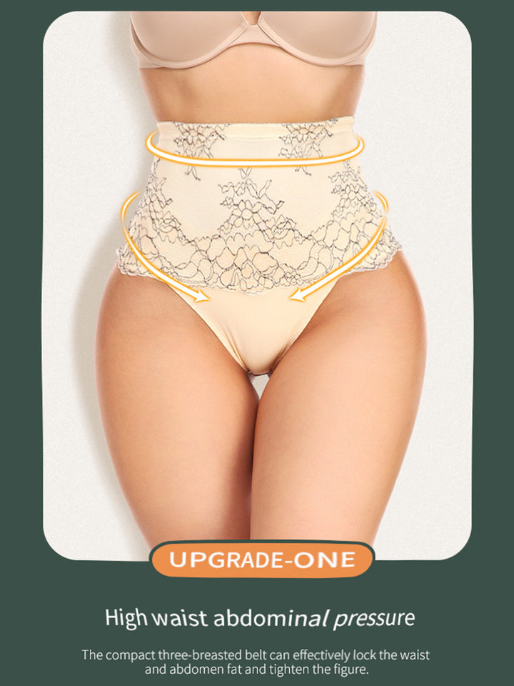 Lace High Waisted Tummy Control Waist Shaper Thong Panties