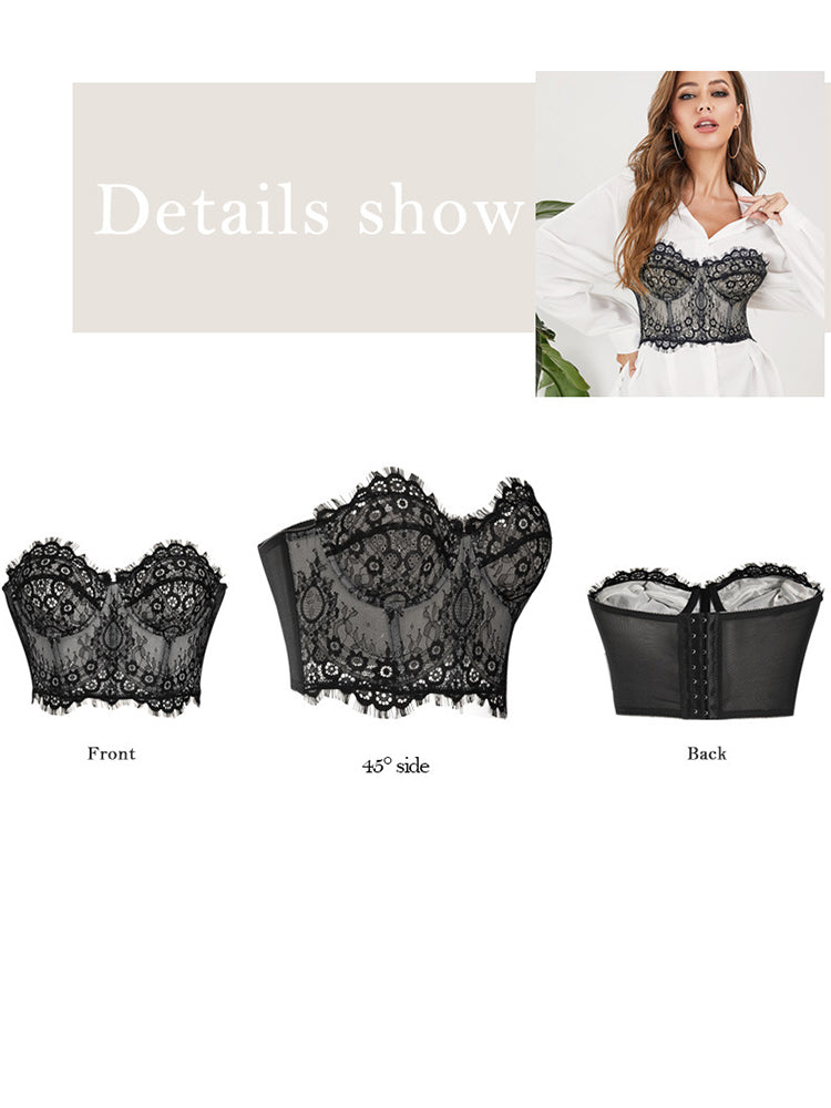 Women's Mesh Lace Bustier Elegant Strapless Chest Corset