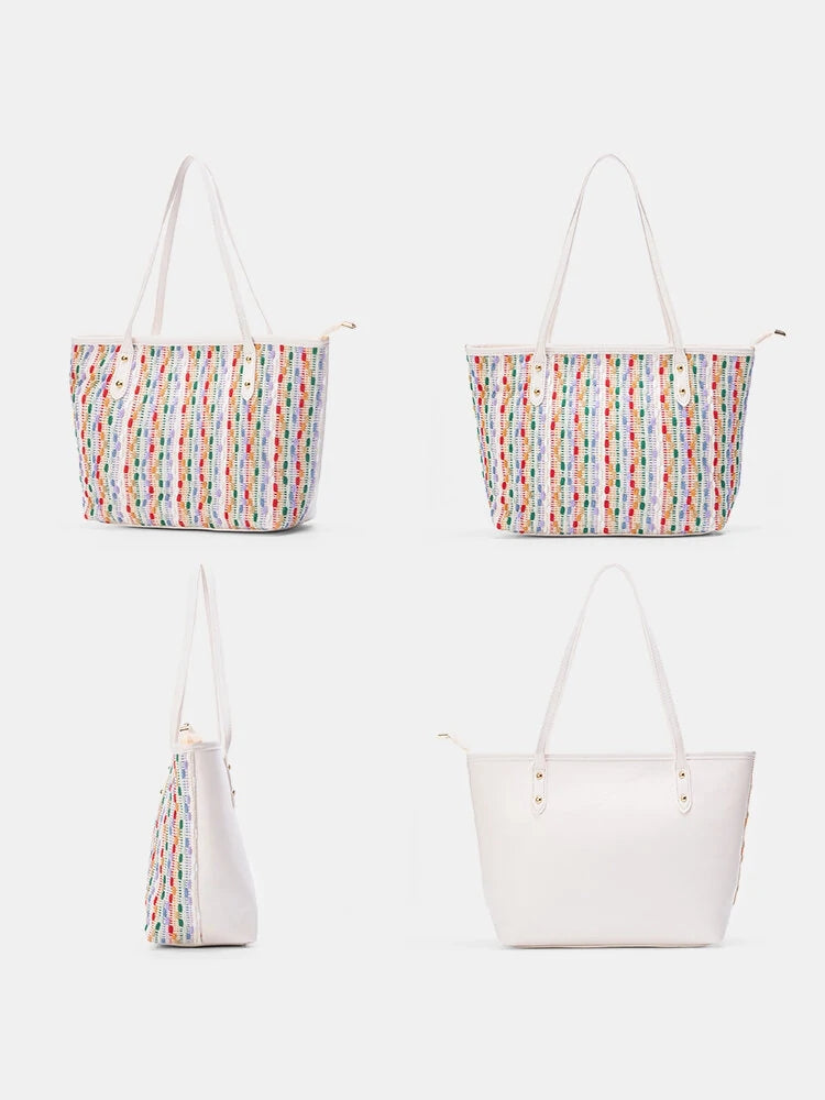 Woven Fabric Fashion Casual Large Capacity Shoulder Tote Bag