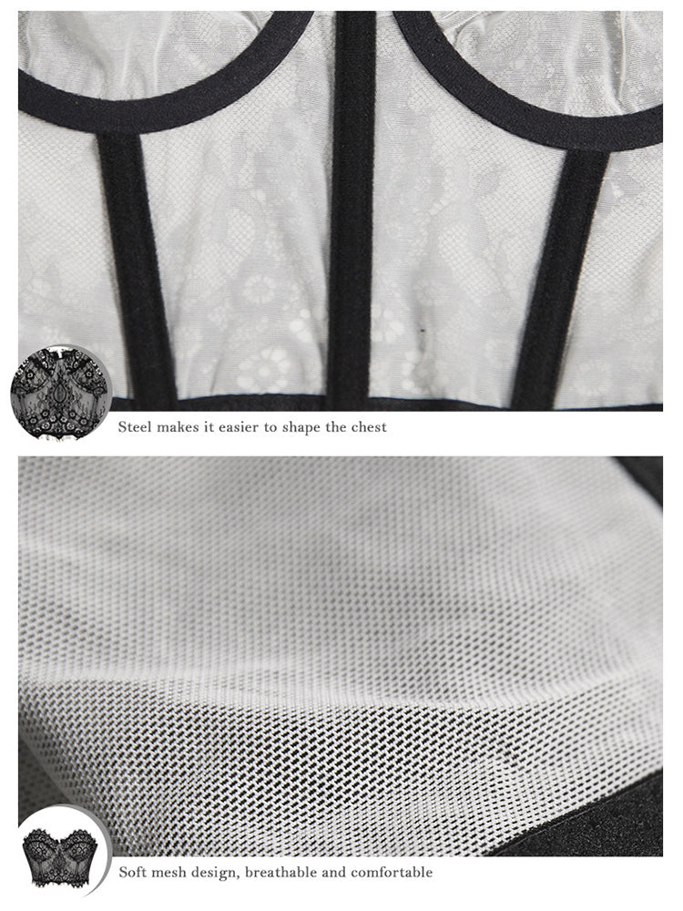 Women's Mesh Lace Bustier Elegant Strapless Chest Corset