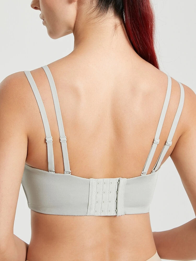 Seamless Detachable Double Straps Bandeau Bra