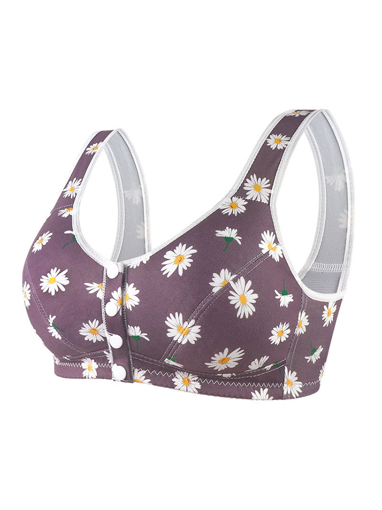 Floral Print Comfort Sleep Front Close Bra