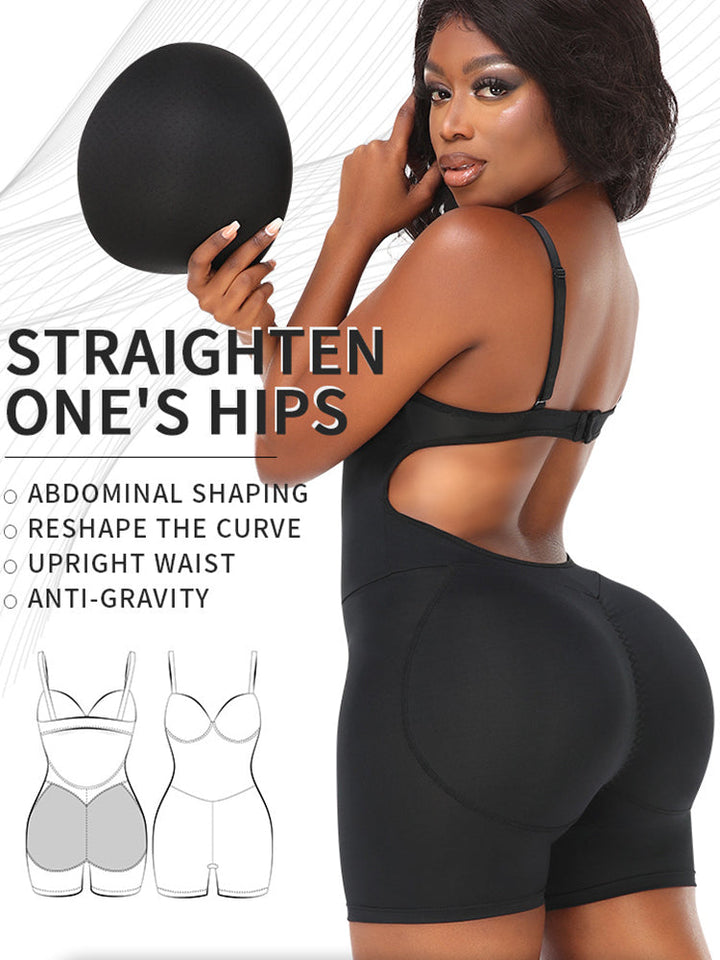 Hip-enhancing Sponge Pad Suspenders Shaper Bodysuit