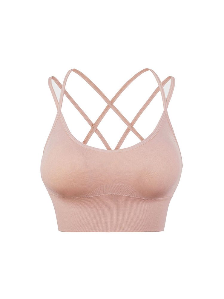 Sexy Criss-Cross Back Tank Sports Wireless Bra