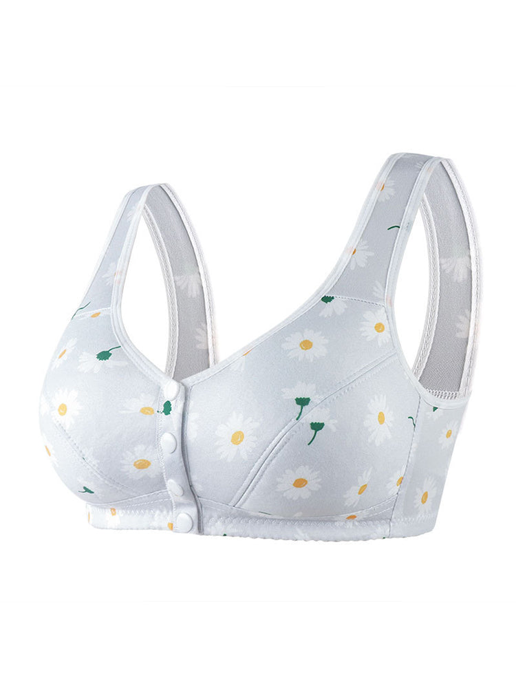 Floral Print Comfort Sleep Front Close Bra