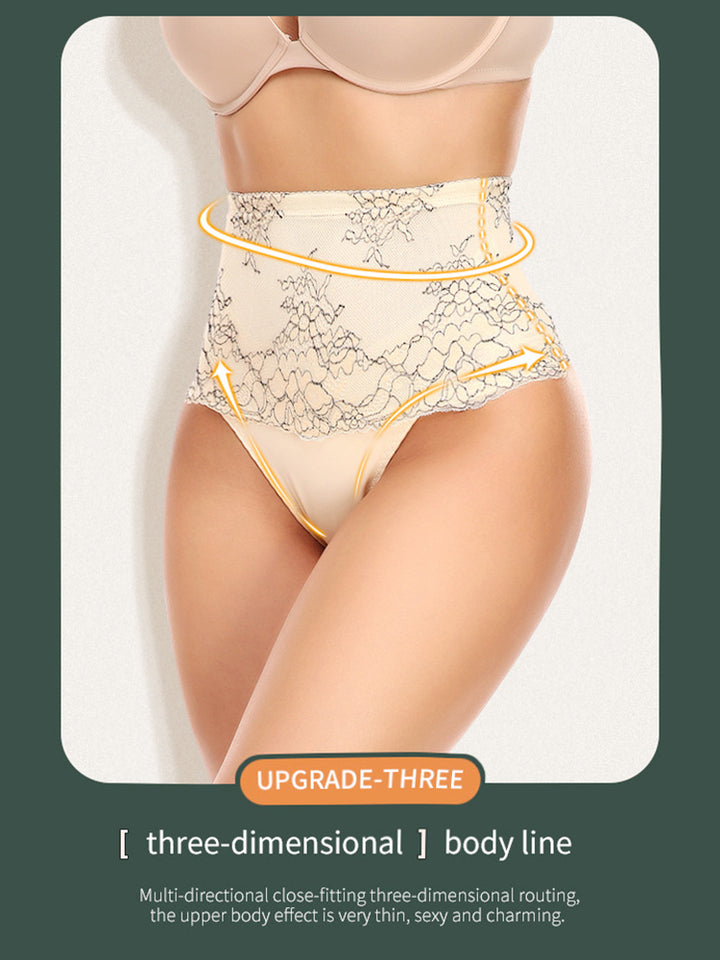 Lace High Waisted Tummy Control Waist Shaper Thong Panties