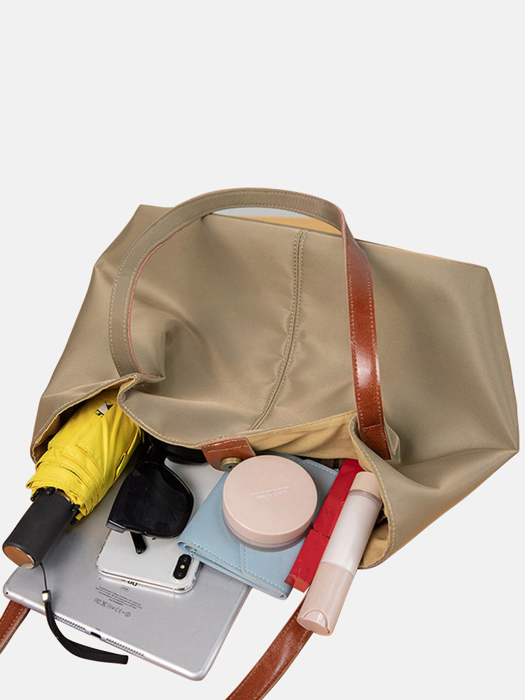Textured Twill Casual Canvas Large Capacity Tote Shoulder Handbags