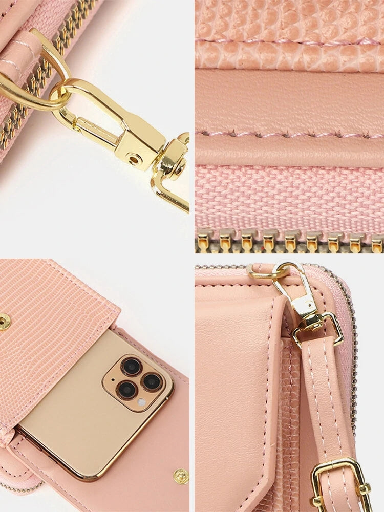 Women's Casual Multi-function Phone PU Crossbody Bag