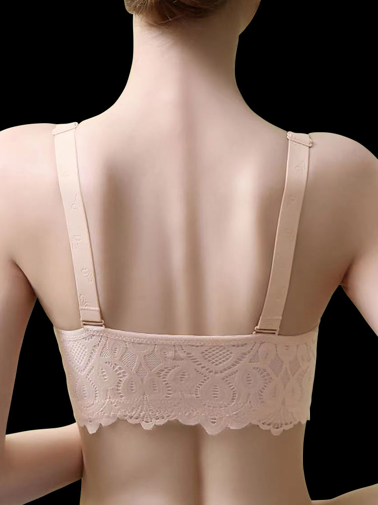 Soft Lace Front Closure Push-Up Wireless Bras