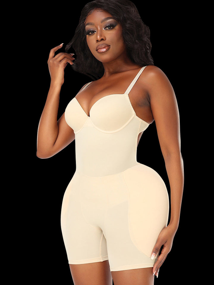 Hip Enhancing Suspenders Tummy Control Shaper Bodysuit