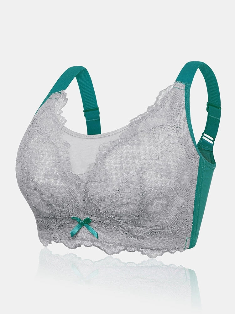 Lace Patchwork Lightly Lined Wireless Bra