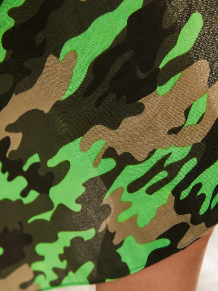 Camo Fray Trim Sarong Beach Towel