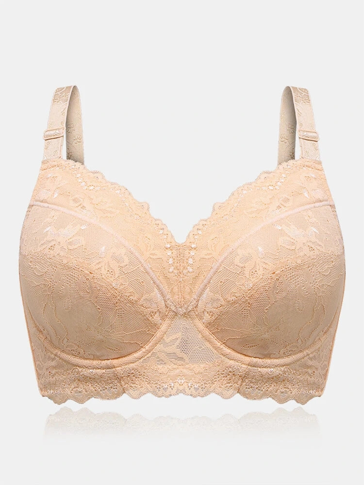 Breathable Lace Full Coverage Soft Wire Support Bra