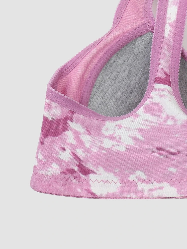 Women's Front Clasp Tie Dyed Lightly Lined Wire-free Bra