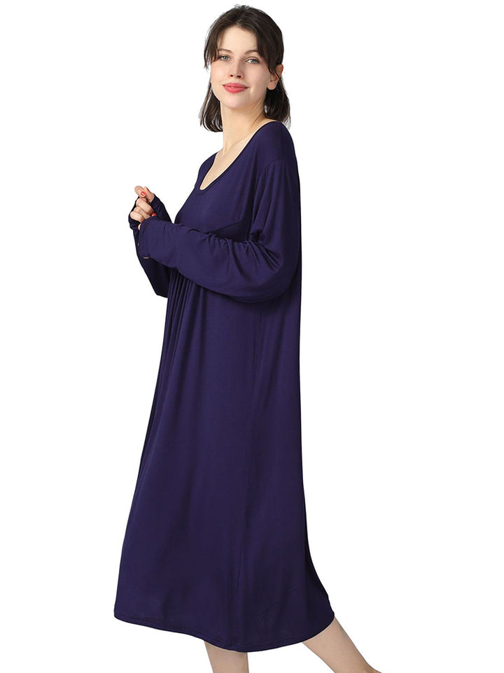Plus Size Casual Nightgown Midi Loungewear Sleepwear