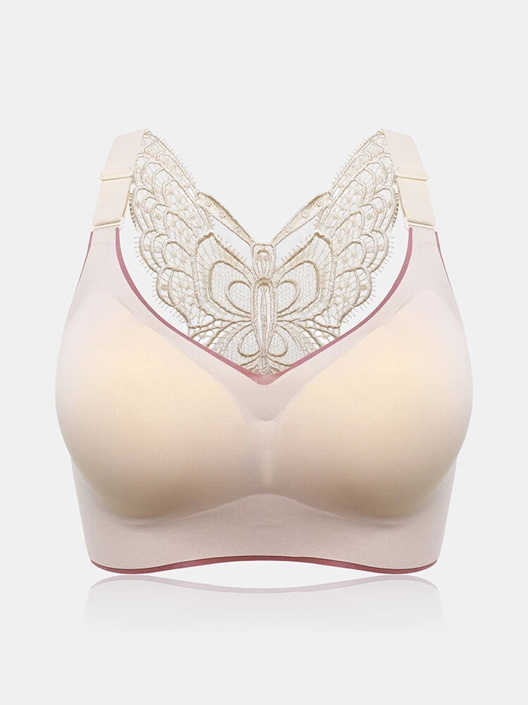 Wireless Butterfly Back Pattern Solid Seamless Bra