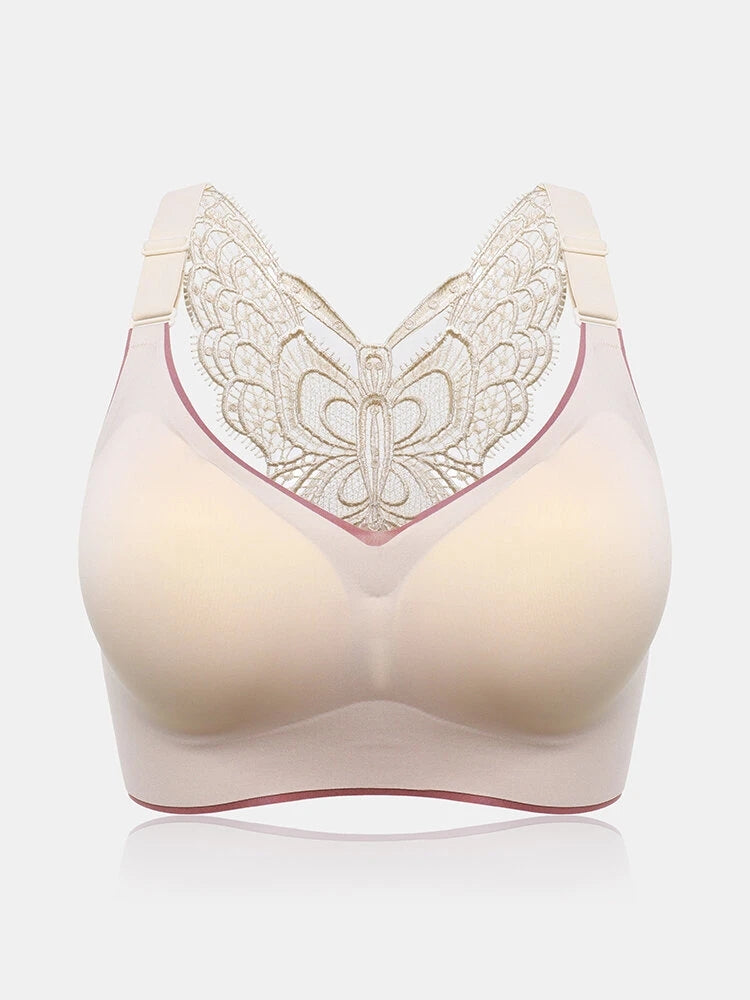 Wireless Butterfly Back Pattern Solid Seamless Bra