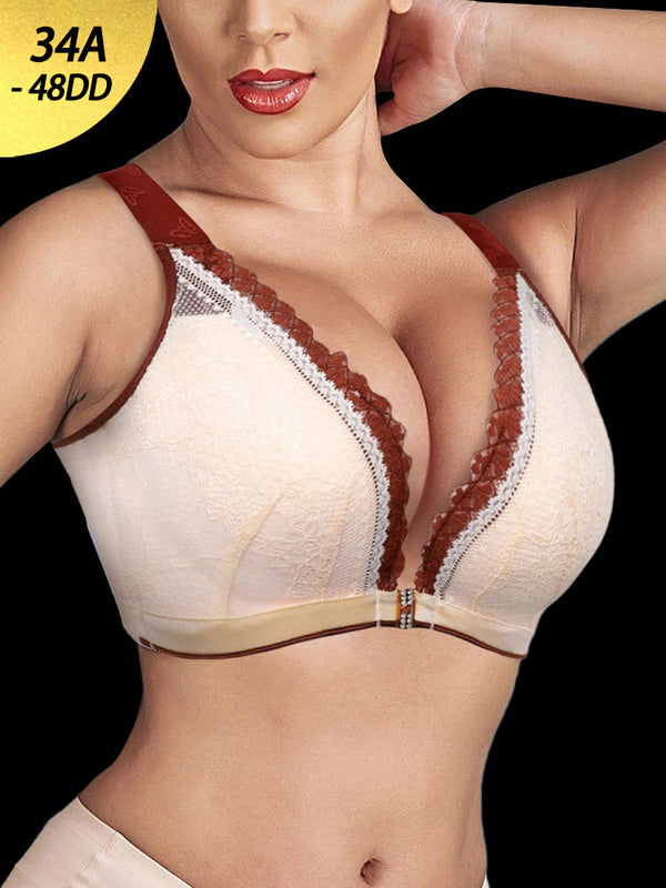 Front&Back Closure Lace Sexy Push Up Wireless Bra