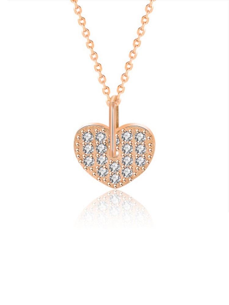 Diamond Heart Pendant Necklace in 925 Sterling Silver