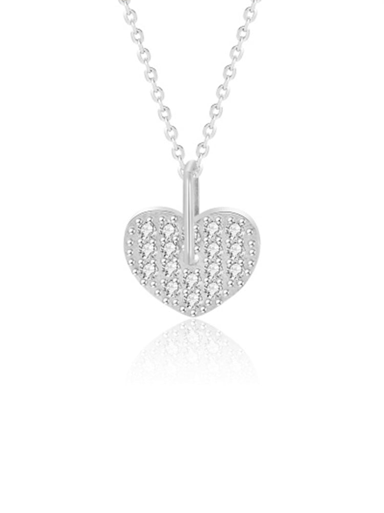 Diamond Heart Pendant Necklace in 925 Sterling Silver