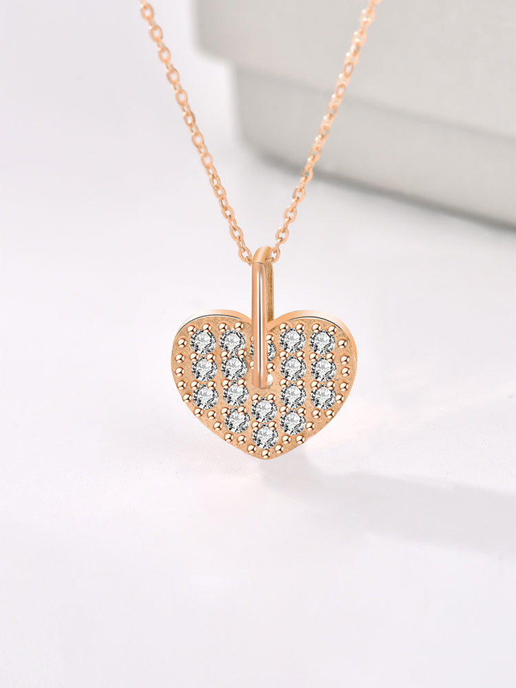 Diamond Heart Pendant Necklace in 925 Sterling Silver
