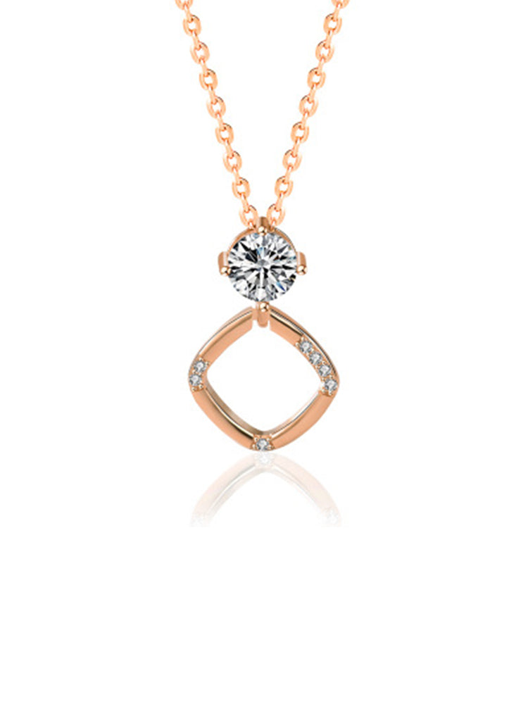 Sterling Silver Diamond Square Pendant