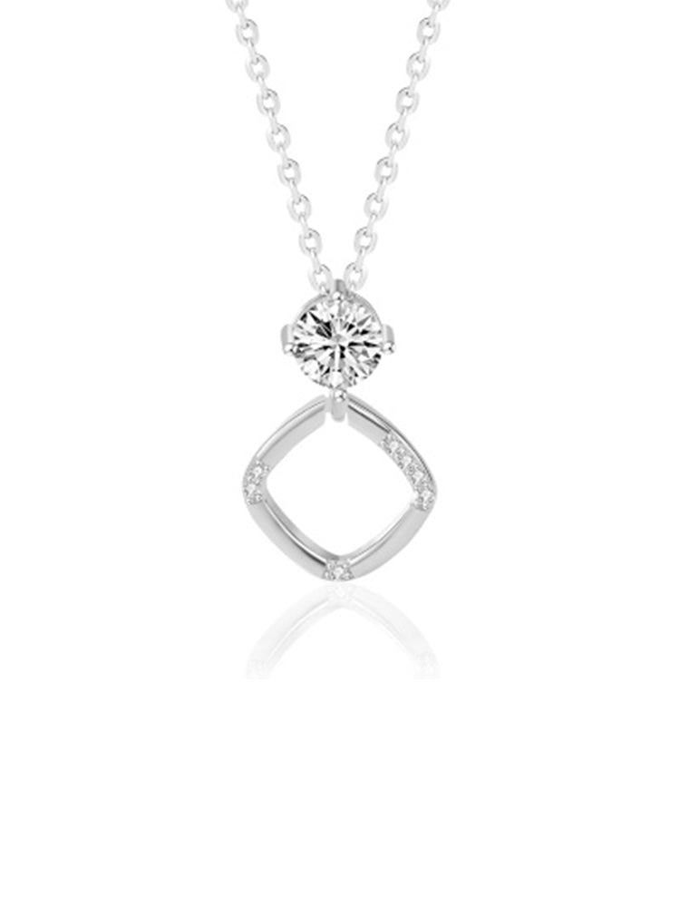 Sterling Silver Diamond Square Pendant