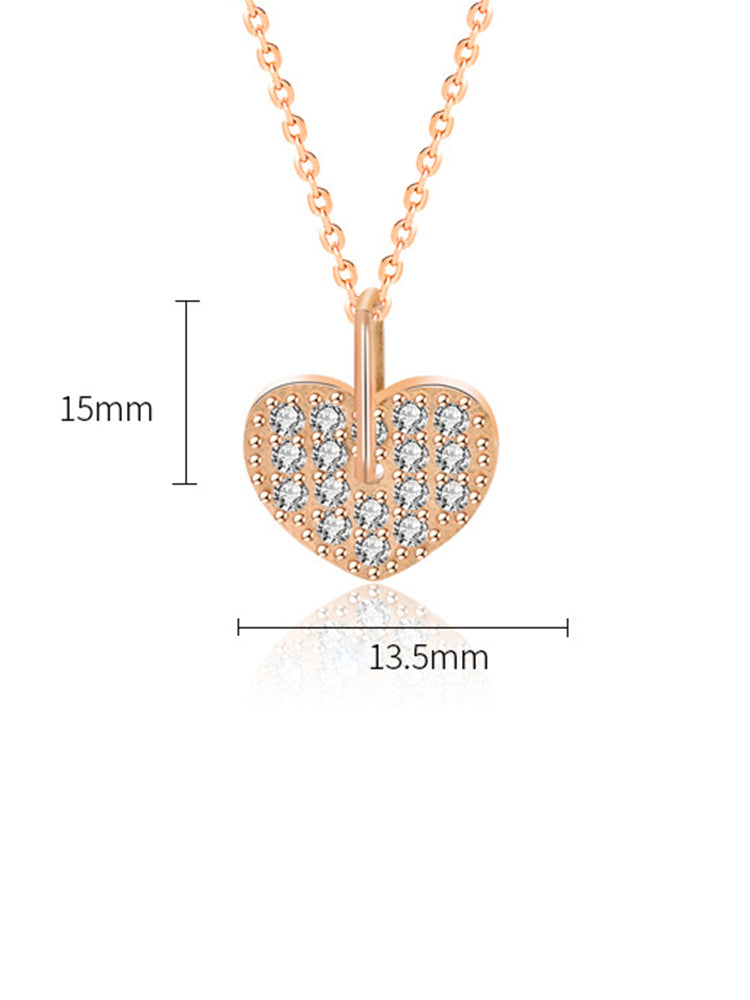 Diamond Heart Pendant Necklace in 925 Sterling Silver